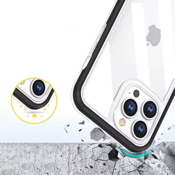 Klare 3in1 Hülle für iPhone 13 Pro Frame Gel Cover schwarz