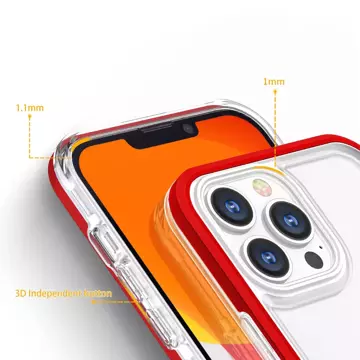 Klare 3in1 Hülle für iPhone 13 Pro Max Frame Cover Gel Rot