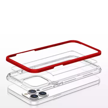 Klare 3in1 Hülle für iPhone 13 Pro Max Frame Cover Gel Rot