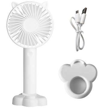 Kleiner Ventilator, Mini-Desktop-Ventilator, tragbar, kabellos, geräuschlos, 3 W, USB, Weiß