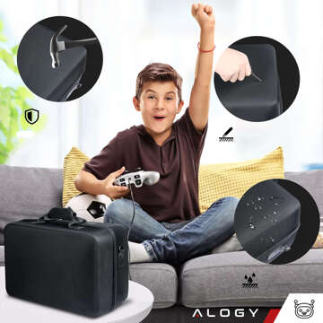 Kofferhülle, Koffertasche für Playstation 5 PS5-Konsole für Pads und Zubehör, Koffer mit Tragegurt Alogy Black