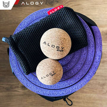 Korkball Set mit 2 ECO-Bällen für Muskelmassage-Massagegerät, hart, klein, Korkbälle 6 cm und 5,3 cm, Alog-Tasche, Sport-Fitness