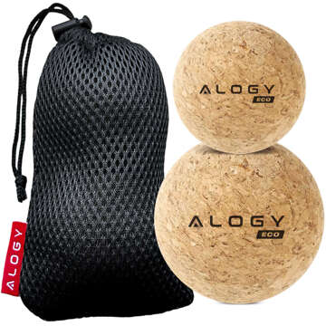 Korkball Set mit 2 ECO-Bällen für Muskelmassage-Massagegerät, harte kleine Korkbälle 6 cm und 5,3 cm, Alog-Tasche, Sport-Fitnessmatte