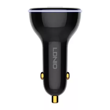 LDNIO C102 Autoladegerät, USB 2x USB-C, 160W USB-auf-Lightning-Kabel (schwarz)