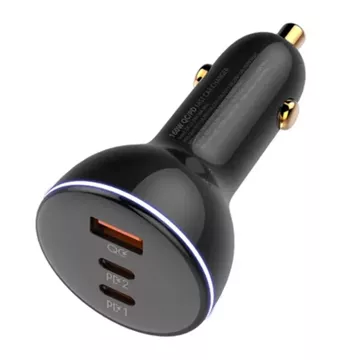 LDNIO C102 Autoladegerät, USB 2x USB-C, 160W USB-zu-Micro-USB-Kabel (schwarz)