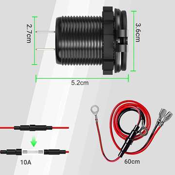 LED-Autoladebuchse Alogy Mini-Autoladegerät für Motorrad-Netzadapteranschlüsse Alogy 2x USB QC 3.0 USB-C PD 60W