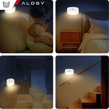 LED-Nachtlampe mit Bewegungssensor für EU-Steckdose, 3 Lichtfarben Alogy Night Light White