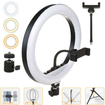 LED Ringlampe Ringlampe 70W 30cm Stativ Telefonhalter für Selfie Fotobeleuchtung Fernbedienung Stativ 220cm Schwarz