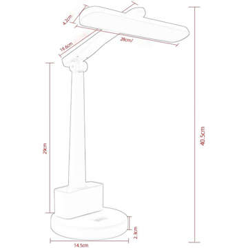 LED-Schreibtischlampe, Nachttischlampe, USB-Schreibtischlampe, Touch-verstellbar, Organizer und Telefonständer, Weiß