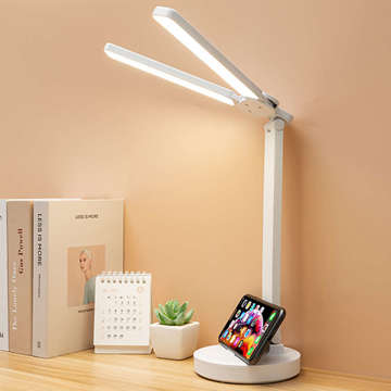 Lampe Alogy Doppel-LED-Schreibtischlampe stehend auf dem Schreibtisch mit Akku Schulzeichner Weiß