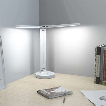 Lampe Alogy Doppel-LED-Schreibtischlampe stehend auf dem Schreibtisch mit Akku Schulzeichner Weiß
