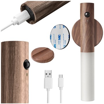 Lampe LED-Warmwandleuchte mit Bewegungssensor, Wandmontage, magnetisch, USB-C, Dunkelbraun