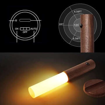 Lampe LED-Warmwandleuchte mit Bewegungssensor, Wandmontage, magnetisch, USB-C, Dunkelbraun