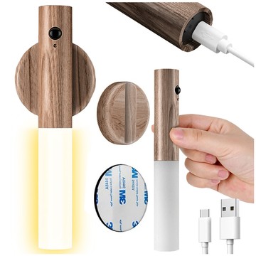 Lampe LED-Warmwandleuchte mit Bewegungssensor, Wandmontage, magnetisch, USB-C, Dunkelbraun