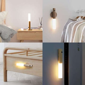 Lampe LED-Warmwandleuchte mit Bewegungssensor, Wandmontage, magnetisch, USB-C Hellbraun