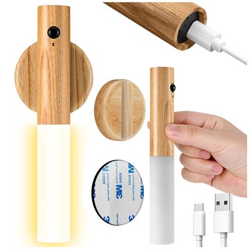 Lampe LED-Warmwandleuchte mit Bewegungssensor, Wandmontage, magnetisch, USB-C Hellbraun