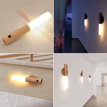 Lampe LED-Warmwandleuchte mit Bewegungssensor, Wandmontage, magnetisch, USB-C Hellbraun