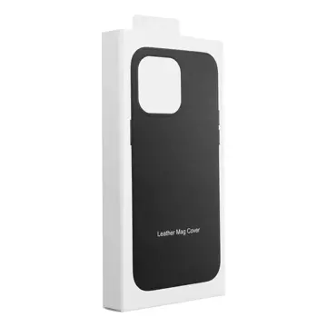 Leder Mag Cover Hülle kompatibel mit MagSafe für Apple iPhone 15 Plus schwarz