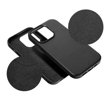 Leder Mag Cover Hülle kompatibel mit MagSafe für Apple iPhone 15 Plus schwarz