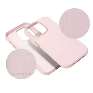 Leder Mag Cover Hülle kompatibel mit MagSafe für Apple iPhone 15 Pro Max rosa