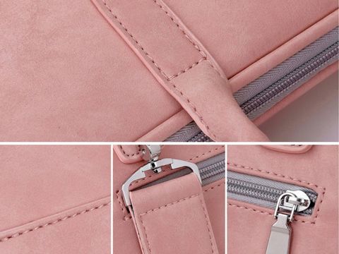 Ledertasche J.QMEI Laptophülle 15 "für MacBook Air / Pro Pink