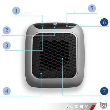 Leistungsstarker Mini-Elektroheizer Farelka Heizlüfter für Socket Contact Pilot 800W Heizgerät EU Alogy Grau