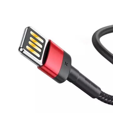 Lightning USB Kabel (doppelseitig) Baseus Cafule 2.4A 1m (schwarz-rot)