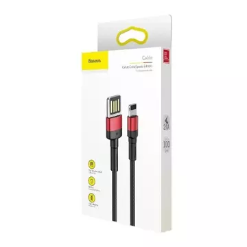 Lightning USB Kabel (doppelseitig) Baseus Cafule 2.4A 1m (schwarz-rot)