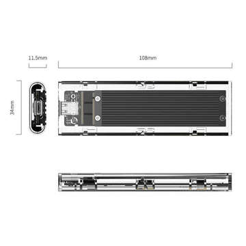 M.2 Orico, NVME, USB-C 3.1 Gen.2 SDD-Gehäuse, 10 Gbit/s (Schwarz)