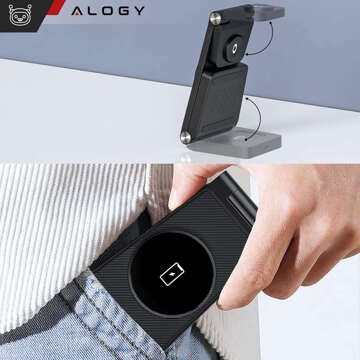 Mag Safe 3in1 Qi 18W kabelloses induktives Ladegerät für iPhone, Apple Watch, AirPods Ladestation Ständer Alogy schwarz