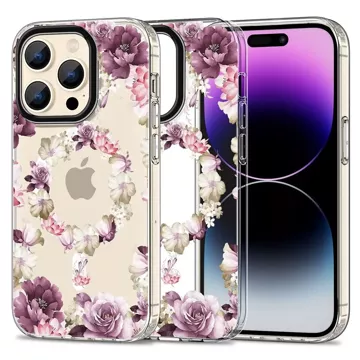 MagMood Schutzhülle für MagSafe für iPhone 15 Pro Max rosa floral