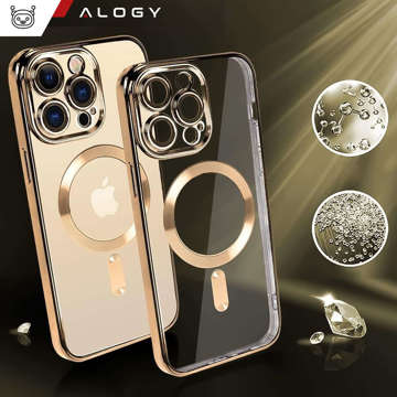 MagSafe Hülle für Apple iPhone 14 Pro Alogy Glamour Luxus Ringgehäuse Gold-transparent