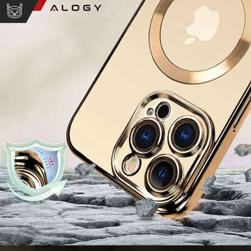 MagSafe Hülle für Apple iPhone 14 Pro Alogy Glamour Luxus Ringgehäuse Gold-transparent