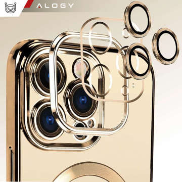 MagSafe Hülle für Apple iPhone 14 Pro Alogy Glamour Luxus Ringgehäuse Gold-transparent