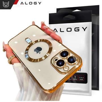 MagSafe Hülle für Apple iPhone 14 Pro Alogy Glamour Luxus Ringgehäuse Gold-transparent