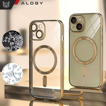 MagSafe Hülle für iPhone 15 Glamour Luxus Slim Ring Cover Alogy Gold Transparentes Glas