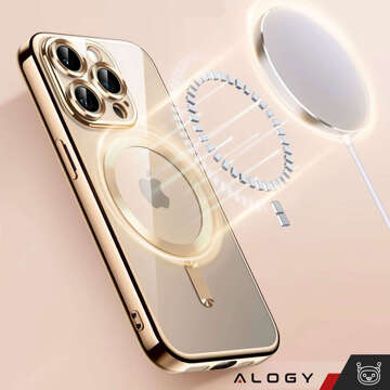 MagSafe Hülle für iPhone 15 Pro Glamour Luxus Slim Ring Cover Alogy Gold Klarglas