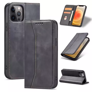 Magnet Fancy Case Case für iPhone 12 Pro Max Tasche Brieftasche Kartenhalter Schwarz