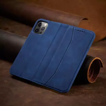 Magnet Fancy Case Case für iPhone 12 Pro Max Tasche Kartenetui Kartenhalter Blau