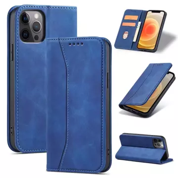 Magnet Fancy Case Case für iPhone 12 Pro Max Tasche Kartenetui Kartenhalter Blau