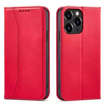 Magnet Fancy Case Case für iPhone 13 Pro Max Tasche Brieftasche Kartenhalter Rot