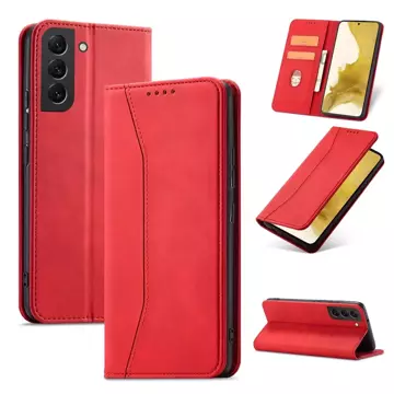 Magnet Fancy Case Cover für Samsung Galaxy S22 (S22 Plus) Tasche Brieftasche Kartenhalter Rot