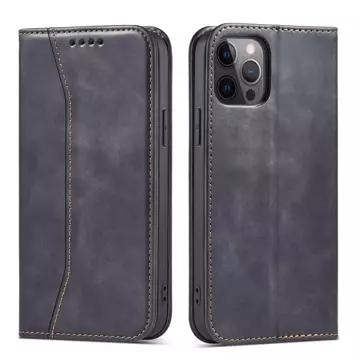 Magnet Fancy Case Hülle für iPhone 12 Pro Tasche Kartenetui Kartenständer Schwarz