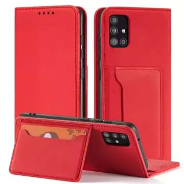 Magnet Kartenetui Hülle für Samsung Galaxy A12 5G Tasche Geldbörse Kartenhalter Rot