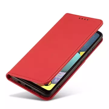 Magnet Kartenetui Hülle für Samsung Galaxy A12 5G Tasche Geldbörse Kartenhalter Rot