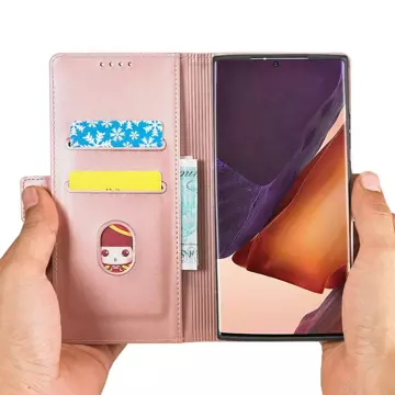 Magnet Kartenetui Hülle für Samsung Galaxy S22 Ultra Cover Card Wallet Kartenhalter Pink