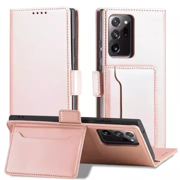 Magnet Kartenetui Hülle für Samsung Galaxy S22 Ultra Cover Card Wallet Kartenhalter Pink