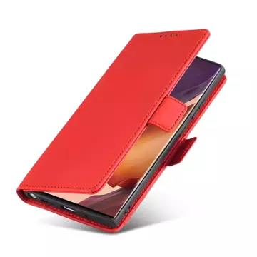 Magnet Kartenetui Hülle für Samsung Galaxy S22 Ultra Tasche Geldbörse Kartenhalter Rot