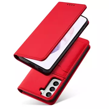 Magnet Kartenetui für Samsung Galaxy S22 (S22 Plus) Etui Geldbörse Kartenhalter Rot