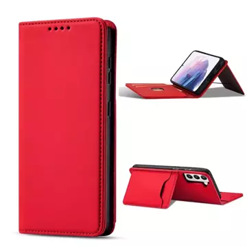 Magnet Kartenetui für Samsung Galaxy S22 (S22 Plus) Etui Geldbörse Kartenhalter Rot